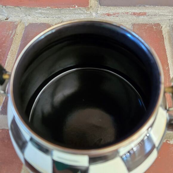 MacKenzie-Childs Courtly Check Black & White Enamel Tea Kettle Blue Green Red - Picture 9 of 16